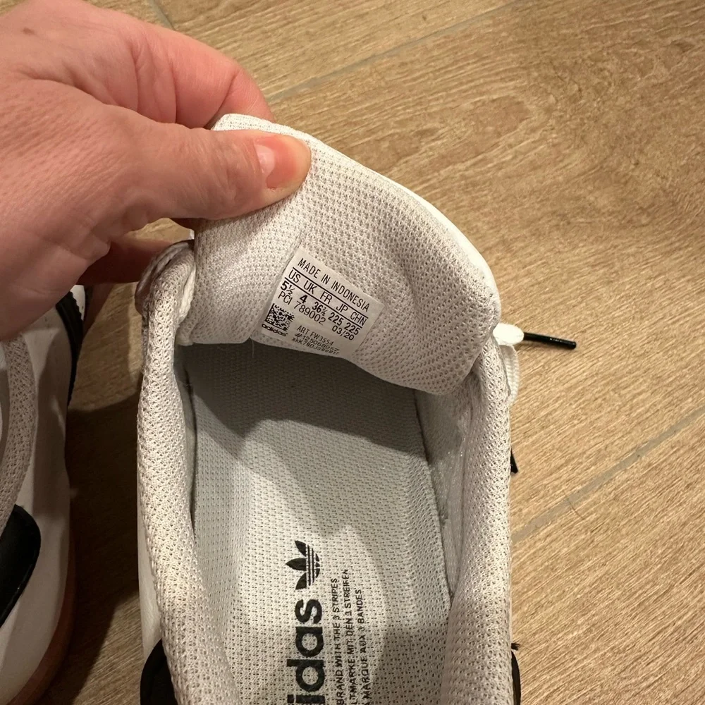 Adidas White and Black Superstar Sneakers with Pink Accents - Picture 5 of 7